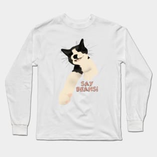 Say Beans Kitty Cat Smiling Long Sleeve T-Shirt